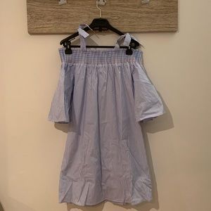 Blue/White Striped off the shoulder Dress